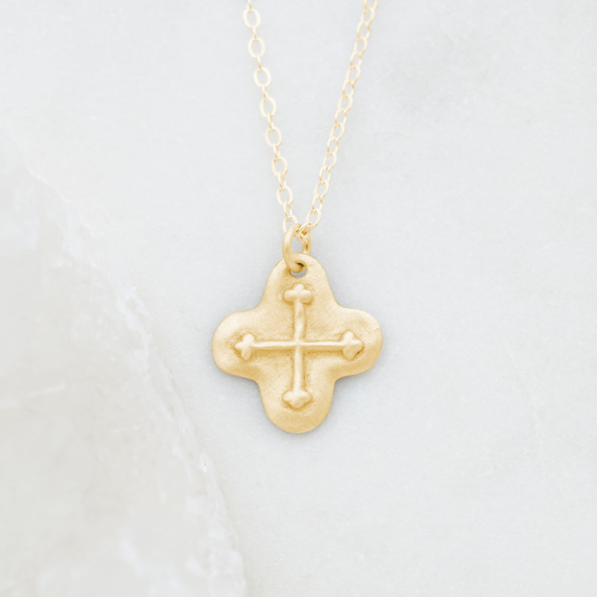 Shining Light Cross Necklace (14K Solid Gold)