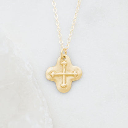 Shining Light Cross Necklace (14K Solid Gold)