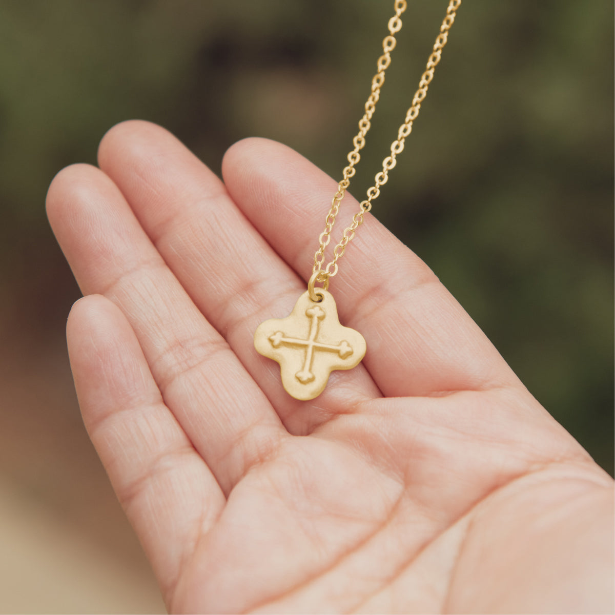 Shining Light Cross Necklace (10K Solid Gold)