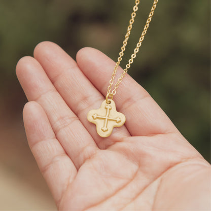 Shining Light Cross Necklace (14K Solid Gold)