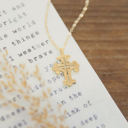 Work of Art Cross Necklace (10K Solid Gold)
