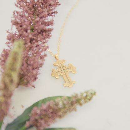 Work of Art Cross Necklace (10K Solid Gold)