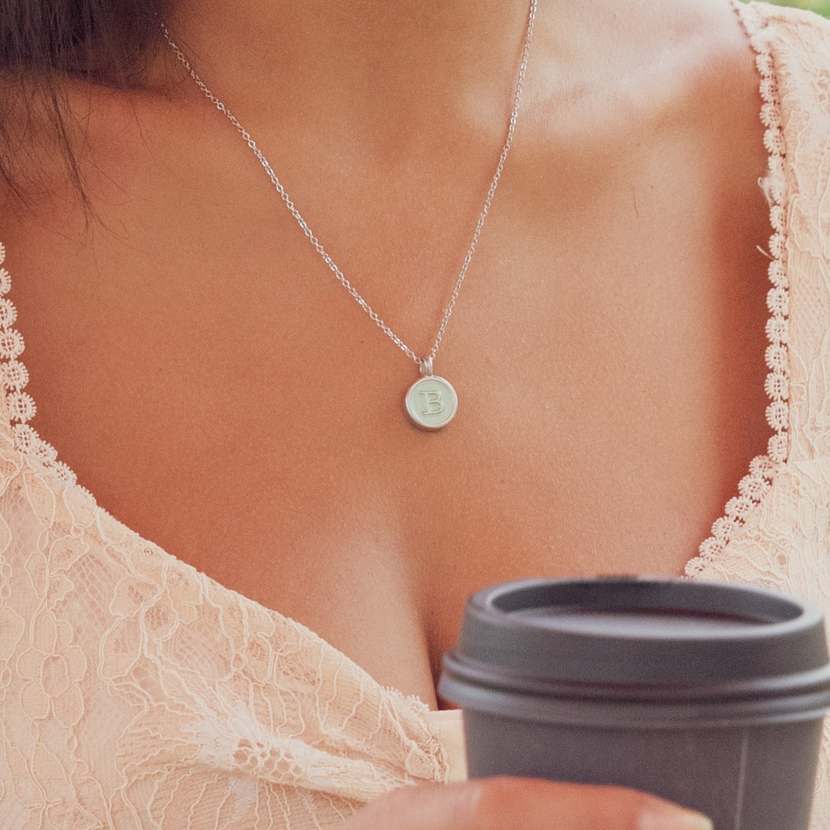 Typewriter Initial Necklace (Pewter)