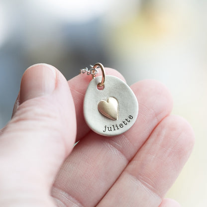 Love and be loved Necklace (Sterling Silver & 14K Solid Gold)