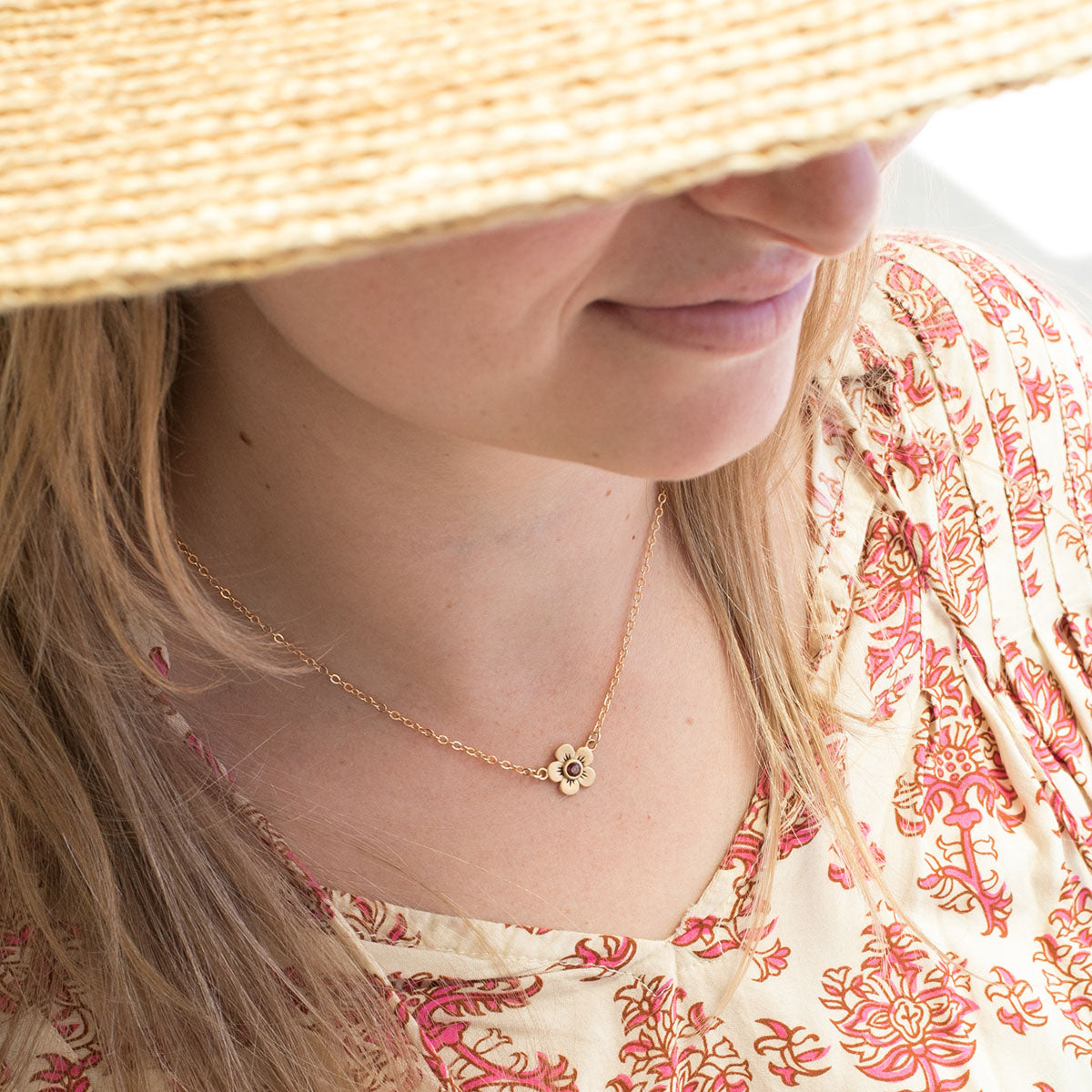 Birthstone Bloom Necklace (Gold Plated)