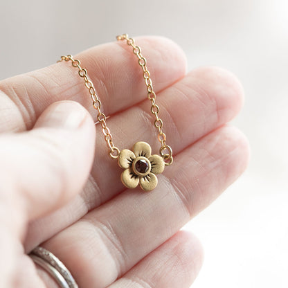 Birthstone Bloom Necklace (Gold Plated)
