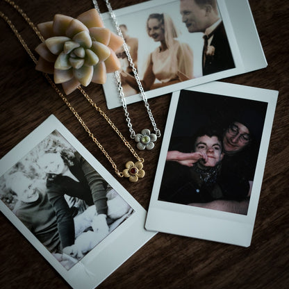 Birthstone Bloom Necklace Medium (Sterling Silver)