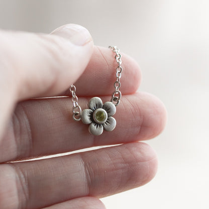 Birthstone Bloom Necklace Medium (Sterling Silver)