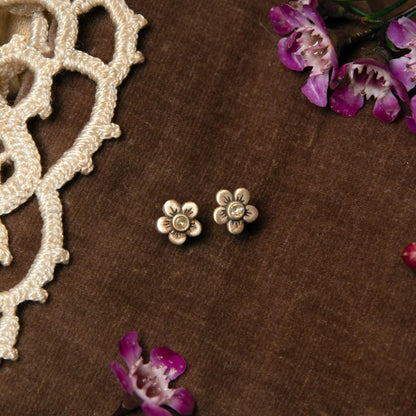 Birthstone Bloom Stud Earrings (14K Solid Gold)