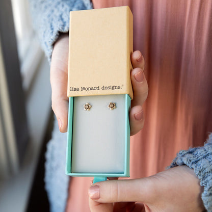 Birthstone Bloom Stud Earrings (14K Solid Gold)