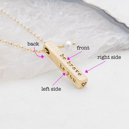 What Matters Most Necklace - 4 Sides (14K Solid Gold)
