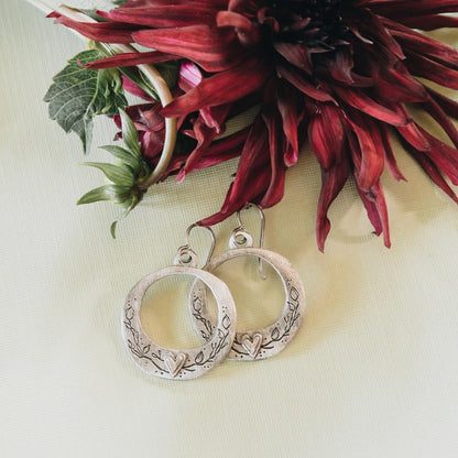 Let Love Grow Hoop Earrings (Pewter)