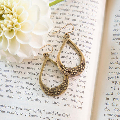 Bud and Blossom Drop Earrings (Gold Plated)