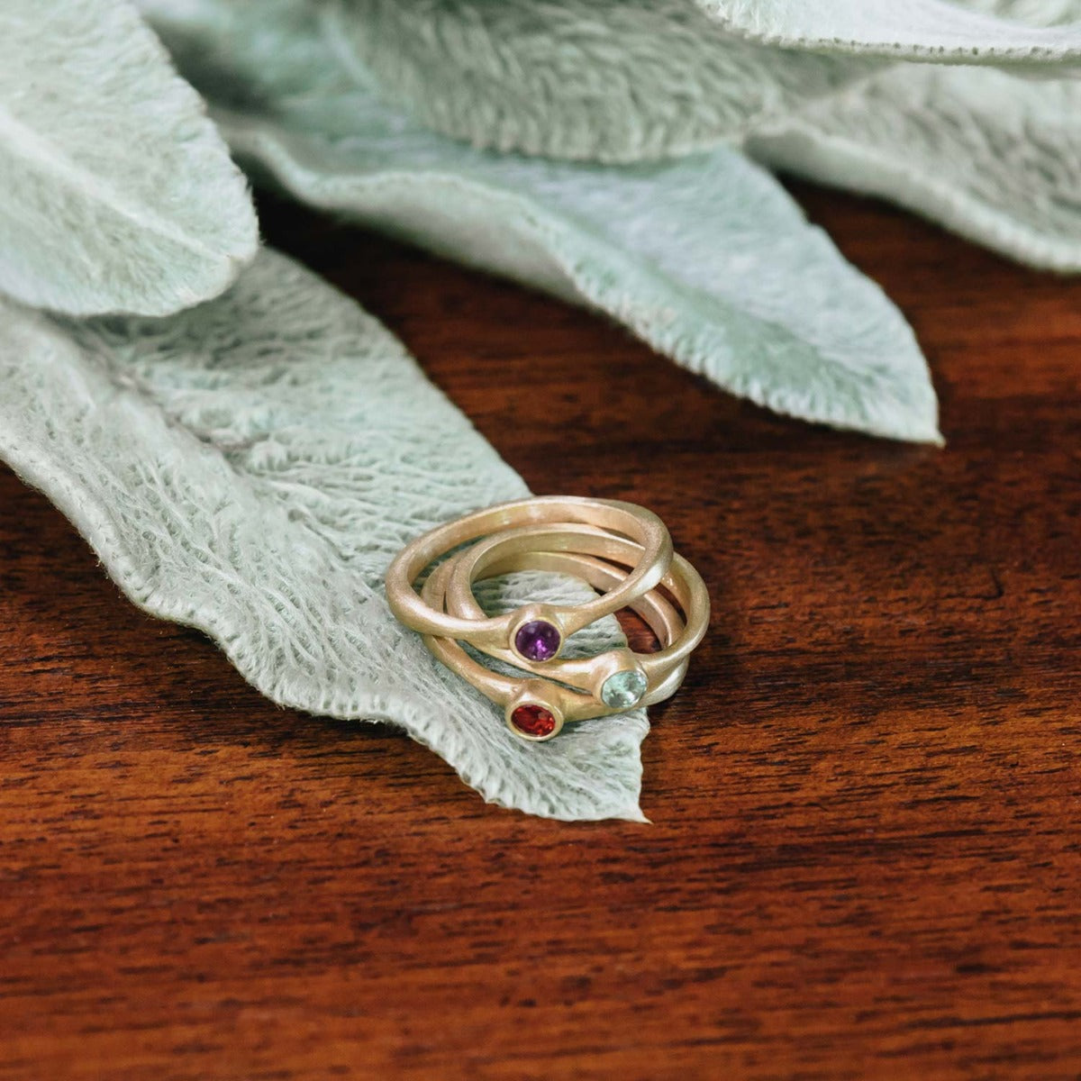 Bezel Birthstone Ring (14K Solid Gold)