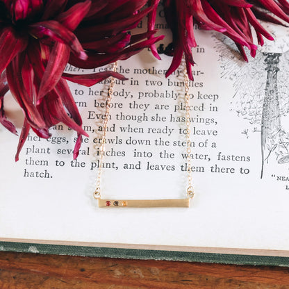 Cross Bar Birthstone Necklace (Gold Vermeil)