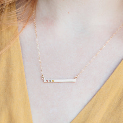 Cross Bar Birthstone Necklace (Gold Vermeil)