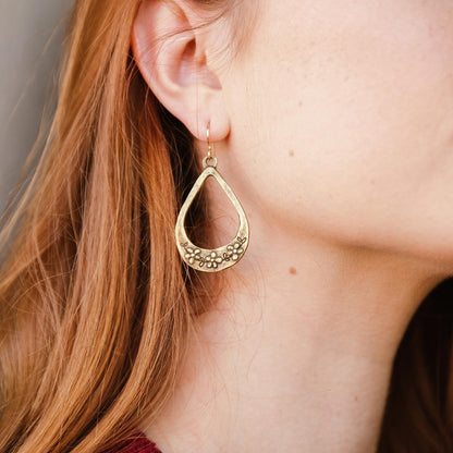 Bud and Blossom Drop Earrings (Gold Plated)