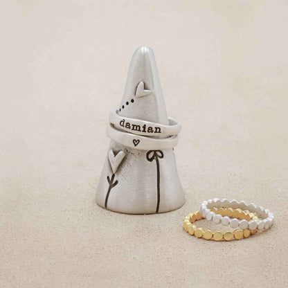 Love Is Everywhere Ring Holder, hand crafted in pewter, engraved with flowers and hearts