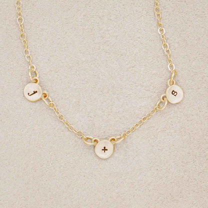 14k yellow gold my darling ones initial necklace personalized with 3 initials