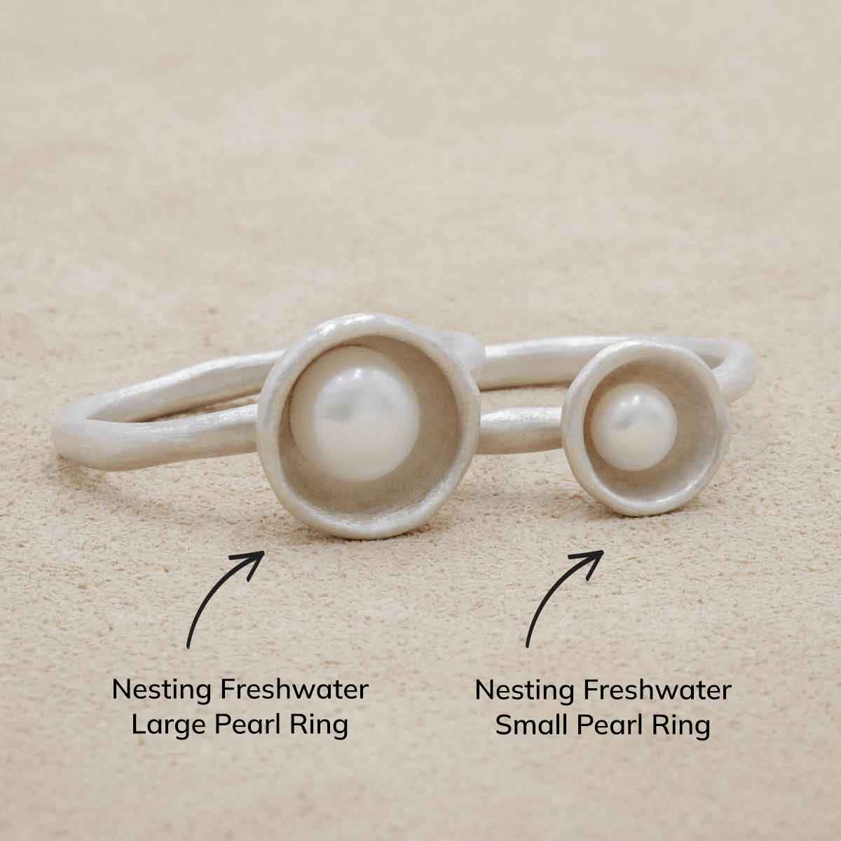 Nesting Freshwater Small Pearl Ring (Sterling Silver)