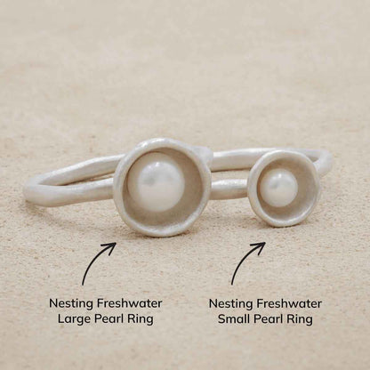 Nesting Freshwater Small Pearl Ring (Sterling Silver)