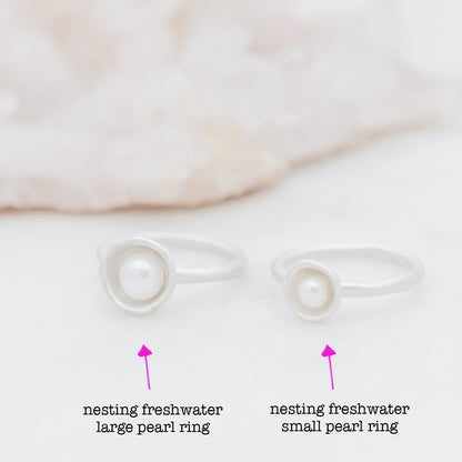Nesting Freshwater Small Pearl Ring (Sterling Silver)