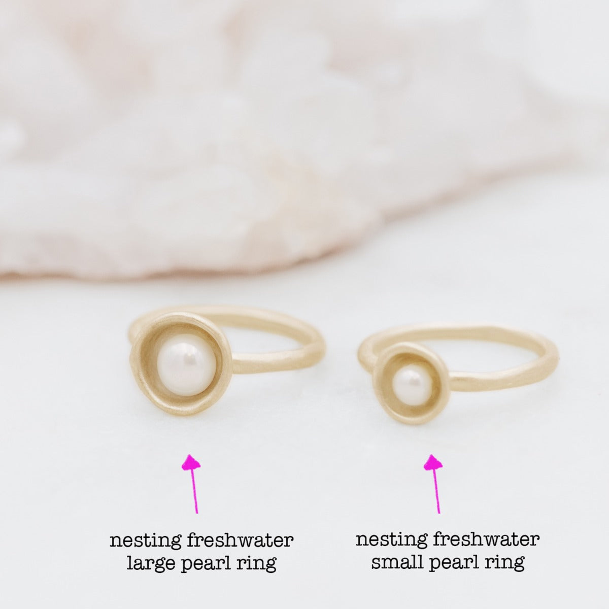 Nesting Freshwater Small Pearl Ring (10K Solid Gold)