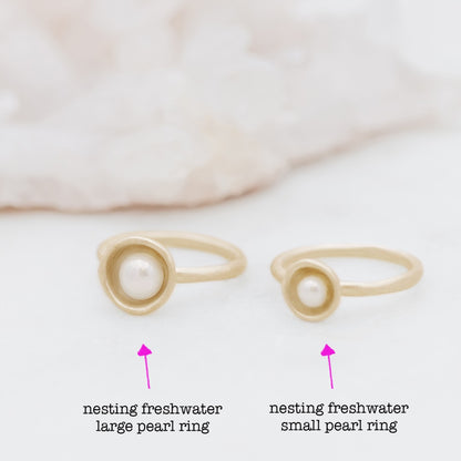 Nesting Freshwater Small Pearl Ring (10K Solid Gold)