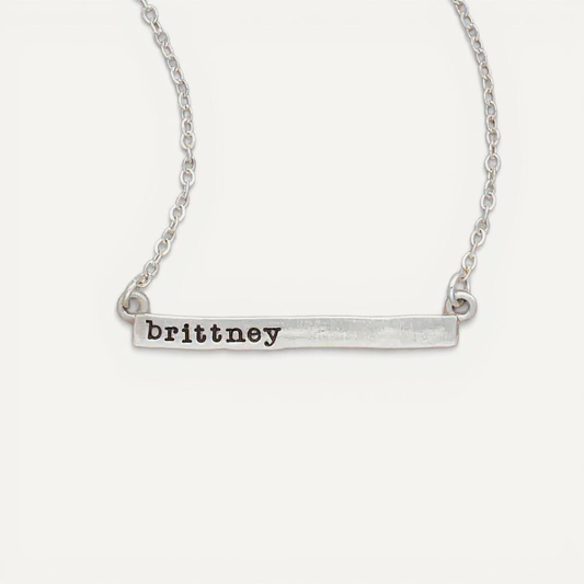 Personalized Cross Bar Necklace (Sterling Silver)