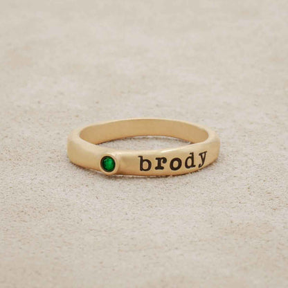 Personalized passage ring handcrafted in 10k yellow gold with your choice of birthstone