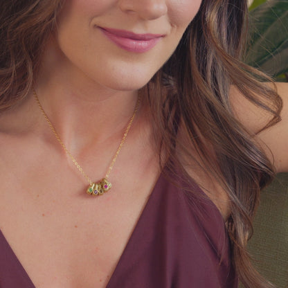 Itty Bitty Birthstone Ring Charms Necklace (Gold Plated)