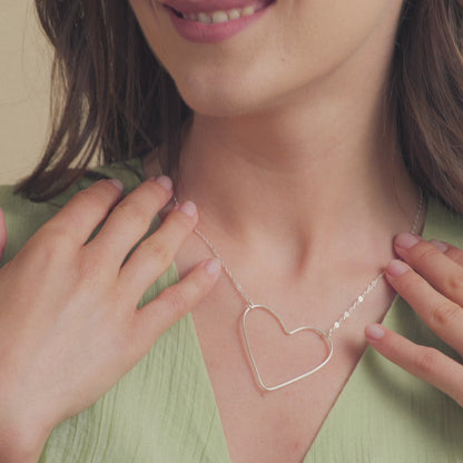 Large Peaceful Heart Necklace (Sterling Silver)