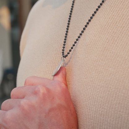 Gritty Music Pick Necklace (Antiqued Sterling Silver)