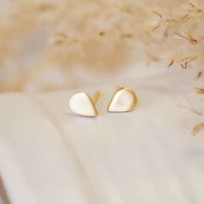 Raindrop Stud Earrings (14K Solid Gold)