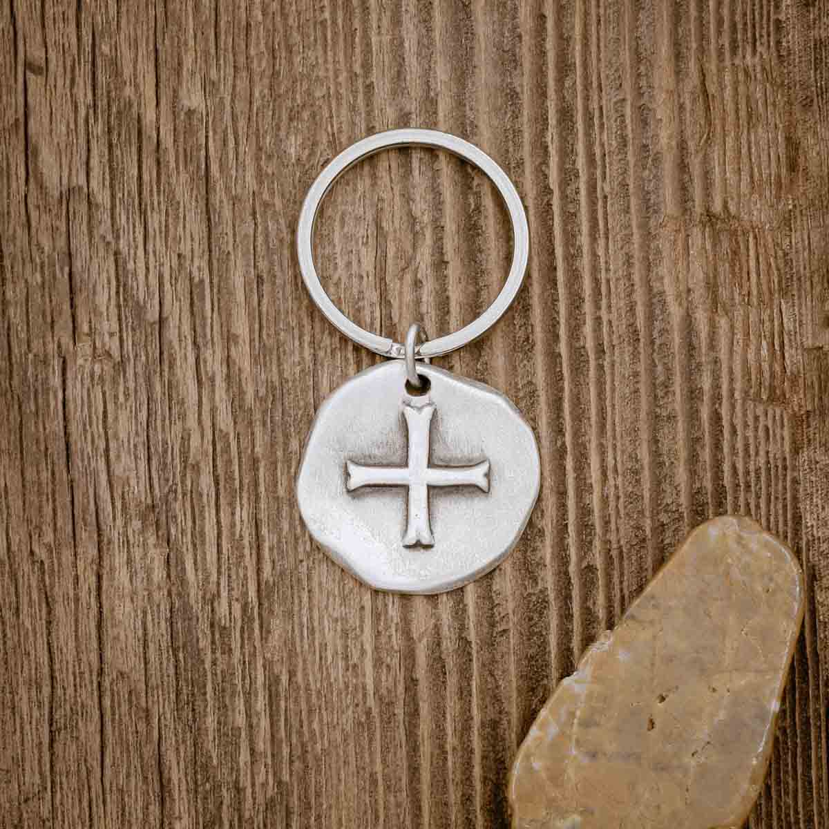 (Sterling Silver) Roman Coin Cross Key Ring by Lisa Leonard Designs