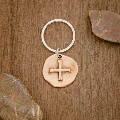 Roman Cross Coin Key Ring (Brass)