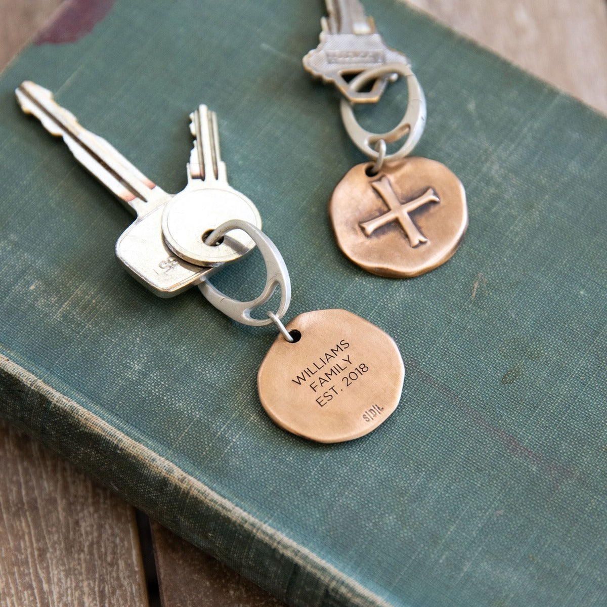 Roman Cross Coin Key Ring (Brass)
