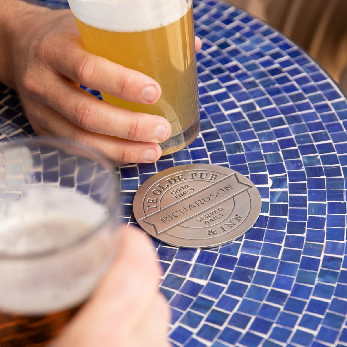 Relax + Enjoy Pub Coaster Set (Pewter)