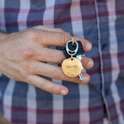 Roman Cross Coin Key Ring (Brass)