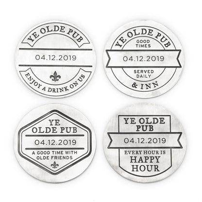 Relax + Enjoy Pub Coaster Set (Pewter)
