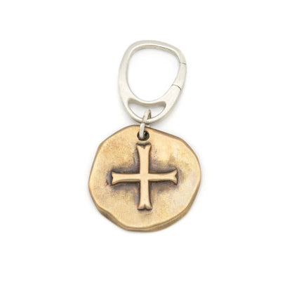 Roman Cross Coin Key Ring (Brass)