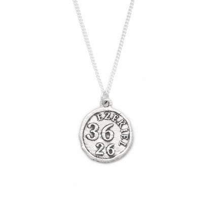 Ezekiel 36:26 Coin Necklace (Sterling Silver)