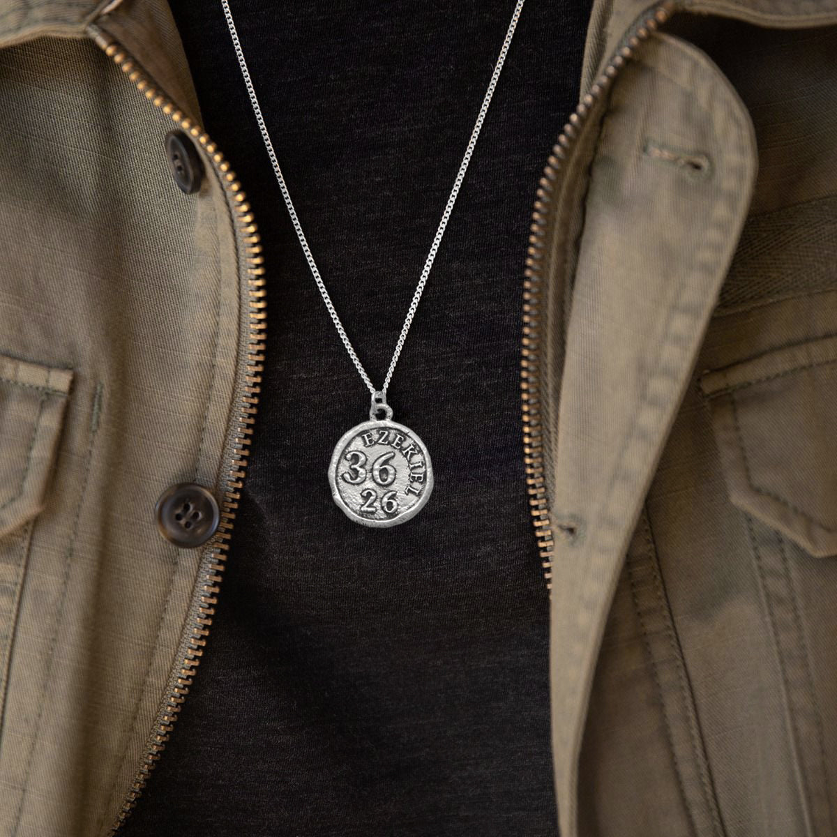 Ezekiel 36:26 Coin Necklace (Sterling Silver)