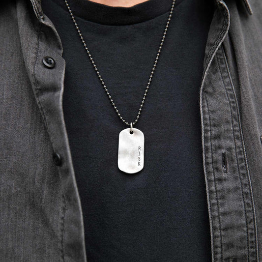 Take Risk Dog Tag Necklace (Pewter)