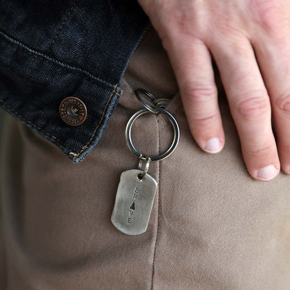 Live Brave Dog Tag Key Ring (Pewter)