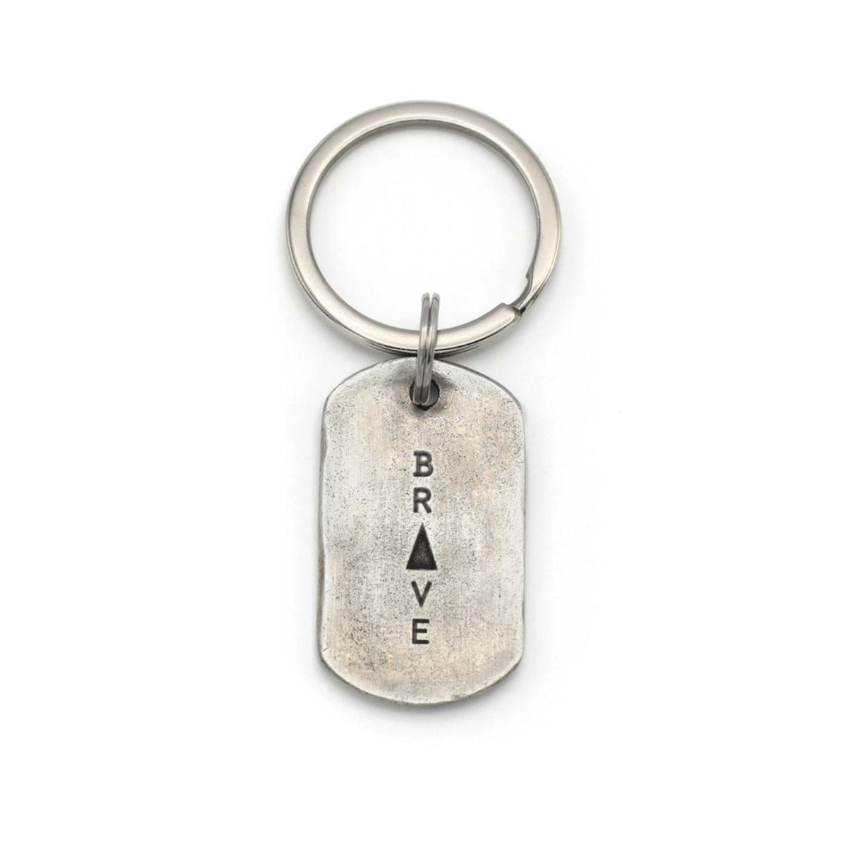 Live Brave Dog Tag Key Ring (Pewter)