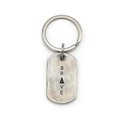 Live Brave Dog Tag Key Ring (Pewter)