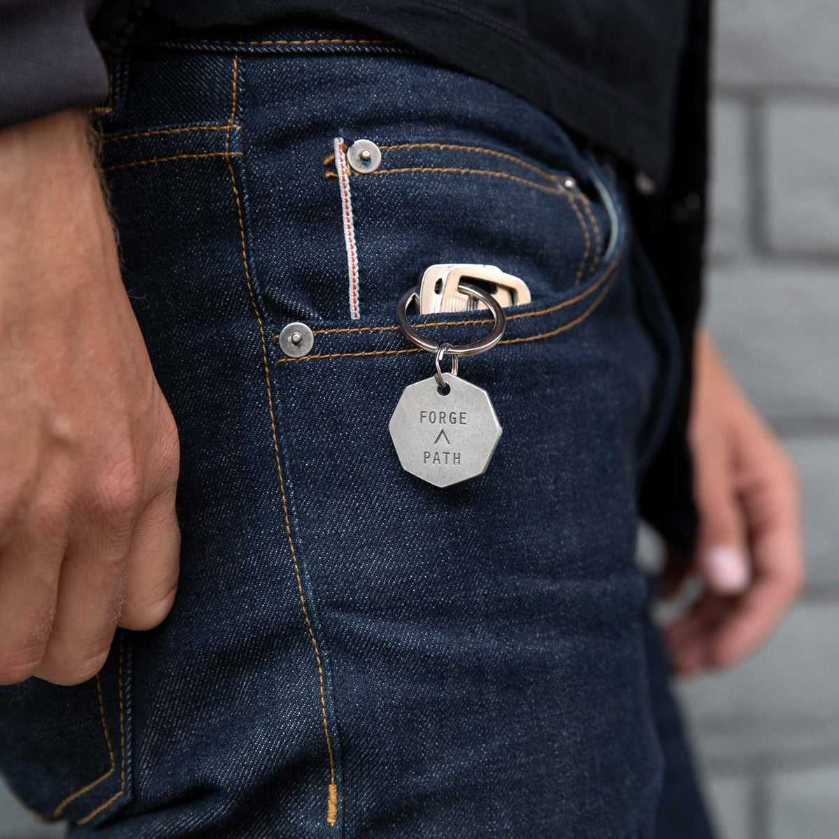 Forge a Path Hex Tag Key Ring (Pewter)