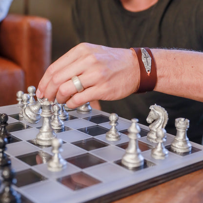 Identity Cross Leather Cuff (Brown)