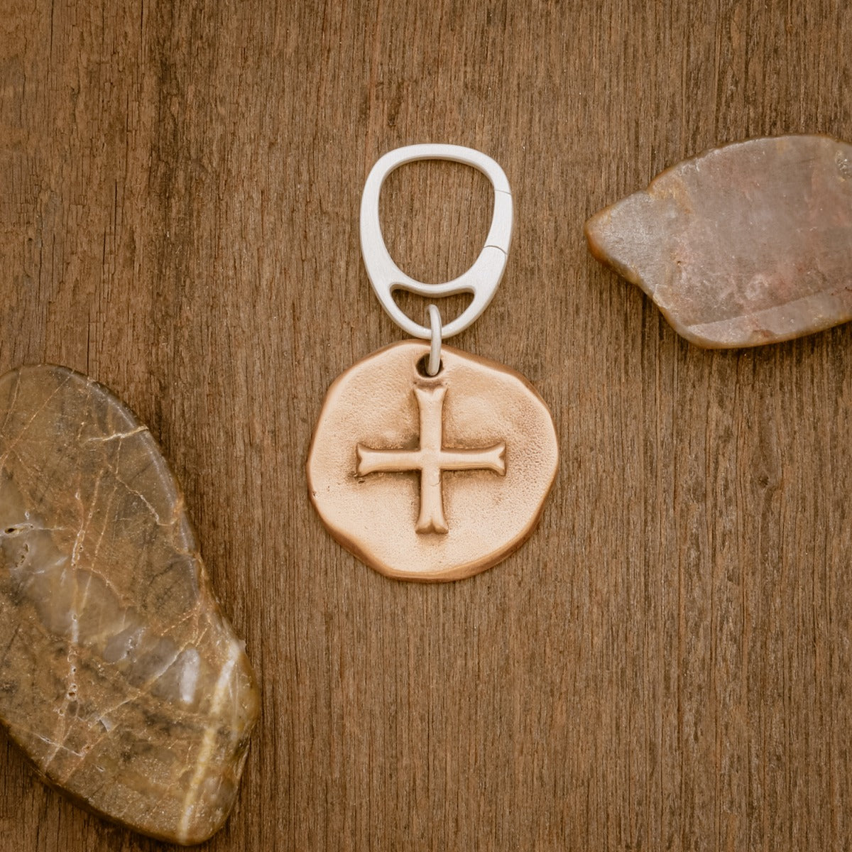 Roman Cross Coin Key Ring (Brass)
